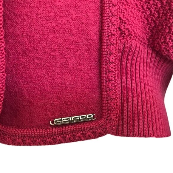 Geiger Austria Pink Boiled Wool Button Front Cardigan Sweater Medium Knit Career - Picture 10 of 12